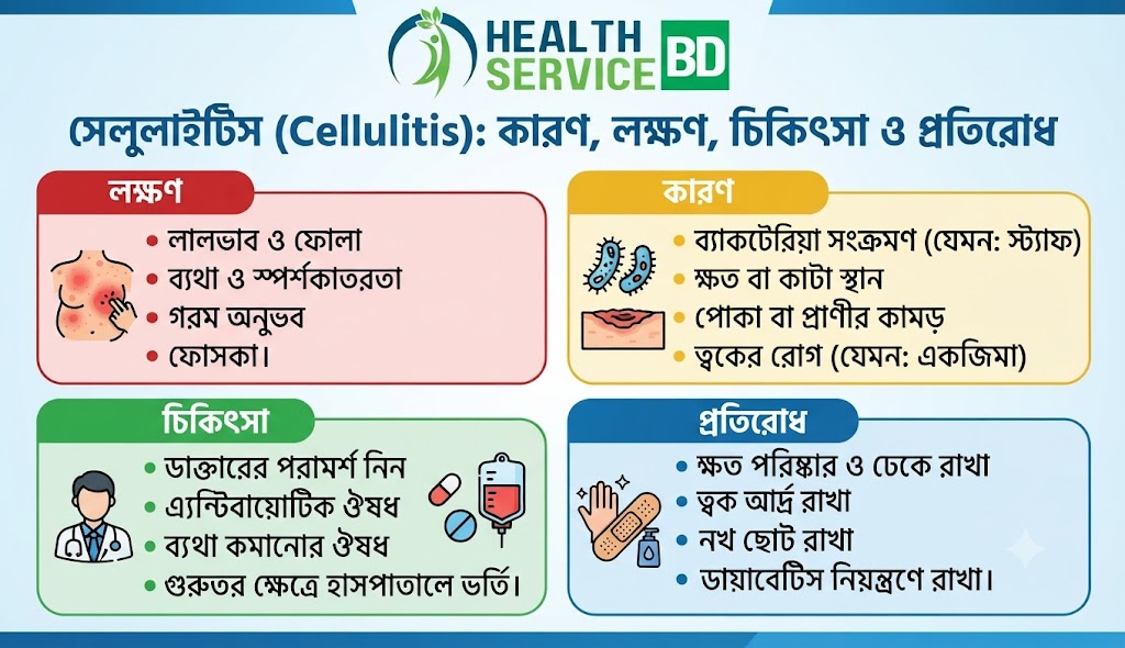 সেলুলাইটিস (সেলুলাইটিস) কী? কেন হয়, চিকিৎসা ও প্রতিরোধ । 1 975d8f7d 8d5b 489b 92d7 56cf59d2fea8